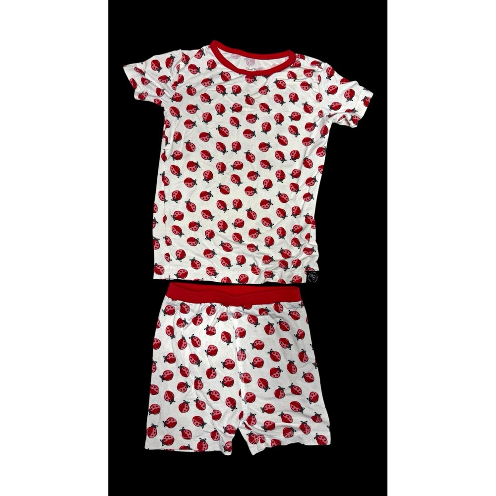 Sweet Bamboo Kids Unisex Ladybug Animal Print Pajama Set 4Y Short Sleeve 2PC